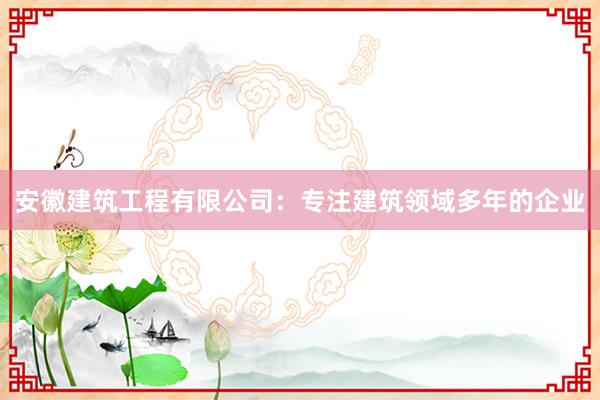 安徽建筑工程有限公司：专注建筑领域多年的企业